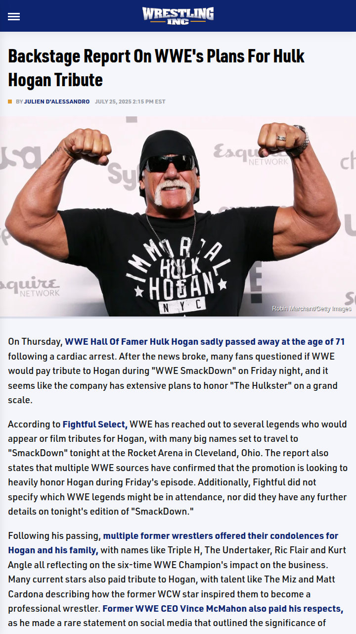 WWE’s Epic Hulkster Tribute Plans Revealed