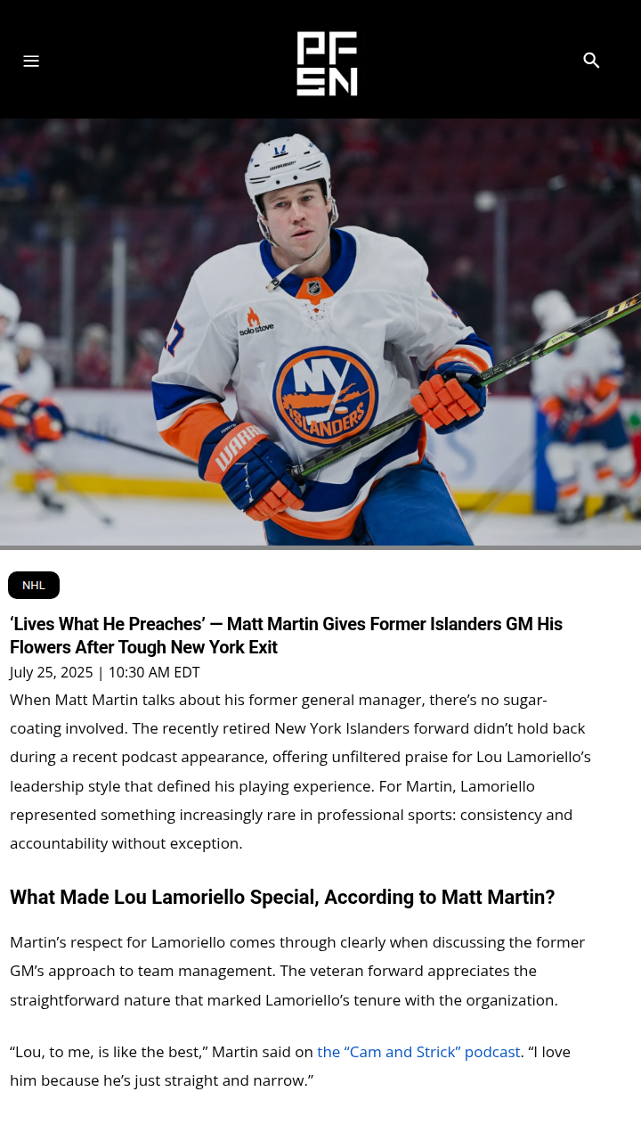Matt Martin’s take on Lou Lamoriello’s legacy