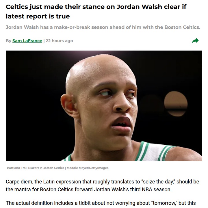 Jordan Walsh’s big shot at Celtics rotation