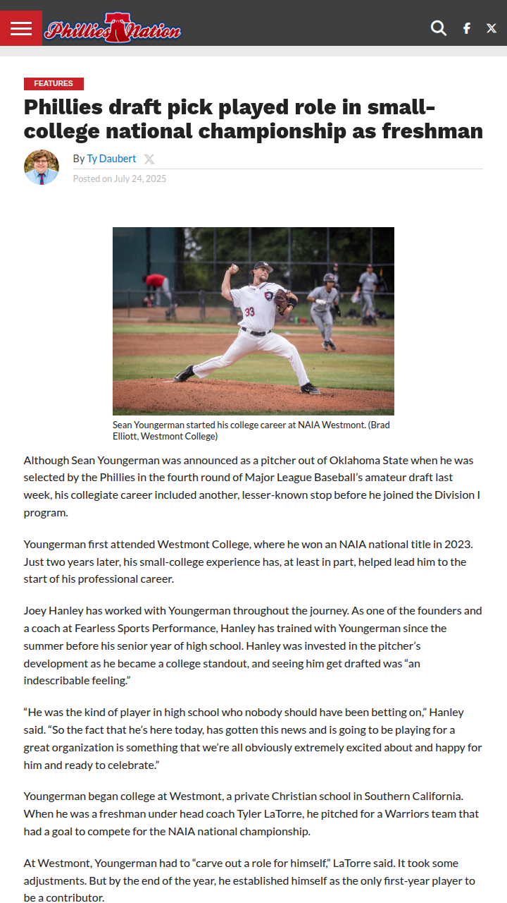 Youngerman’s Journey: From NAIA Champ to Philly