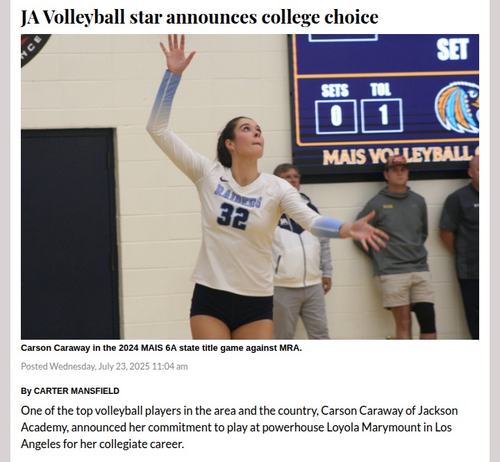 Jackson’s volleyball phenom picks Loyola Marymount