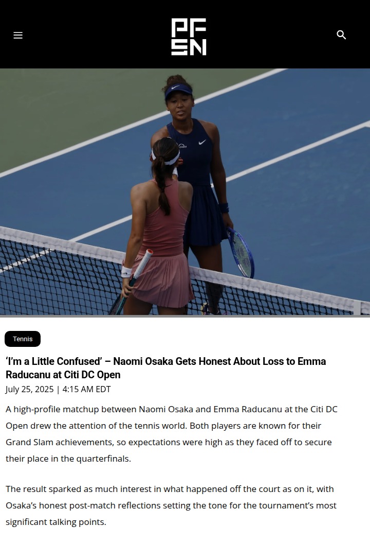 Osaka’s honest reaction after DC Open loss