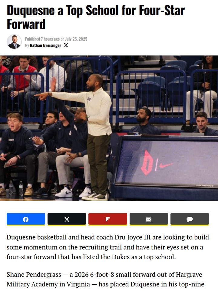 Dukes Make Pendergrass’ Top 9—Big Win?