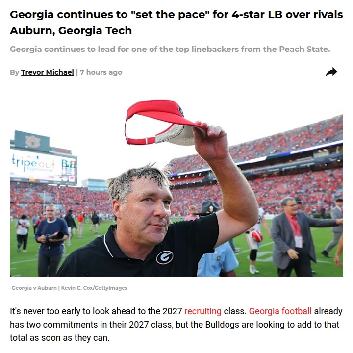 Georgia leads race for top 2027 linebacker