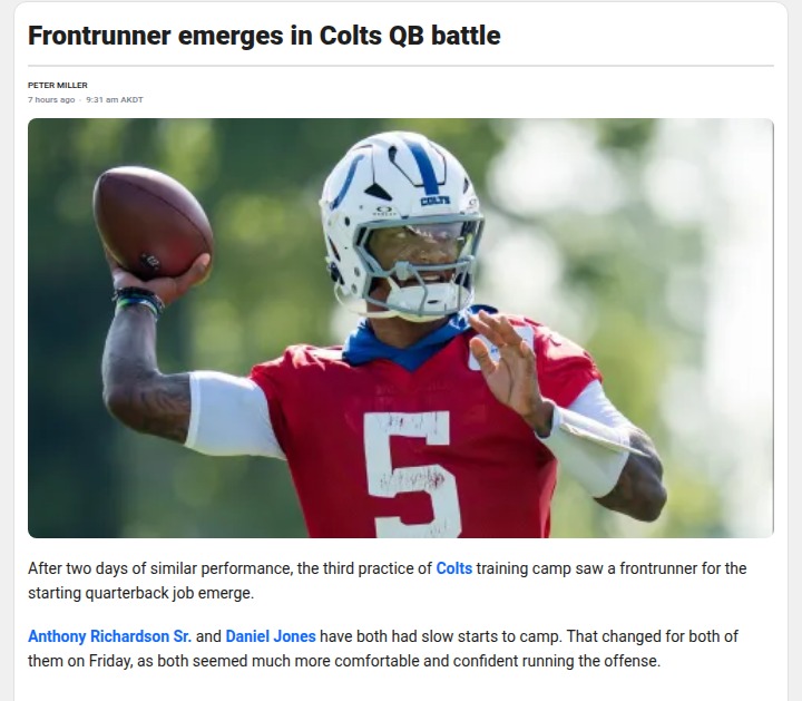 Richardson pulls ahead in Colts QB race