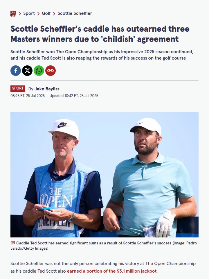 Scheffler’s Caddie Out-Earns Masters Champs!