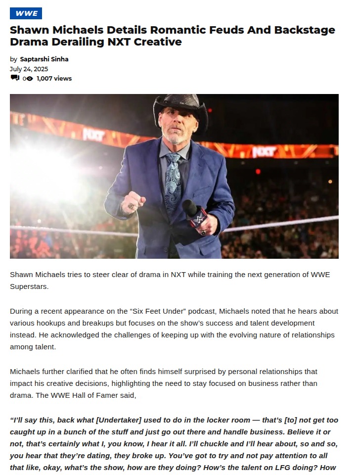 HBK Dodges NXT Drama to Focus on Talent