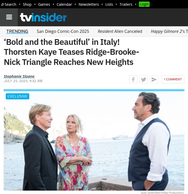 Ridge-Brooke-Nick Love Triangle Heats Up 🇮🇹