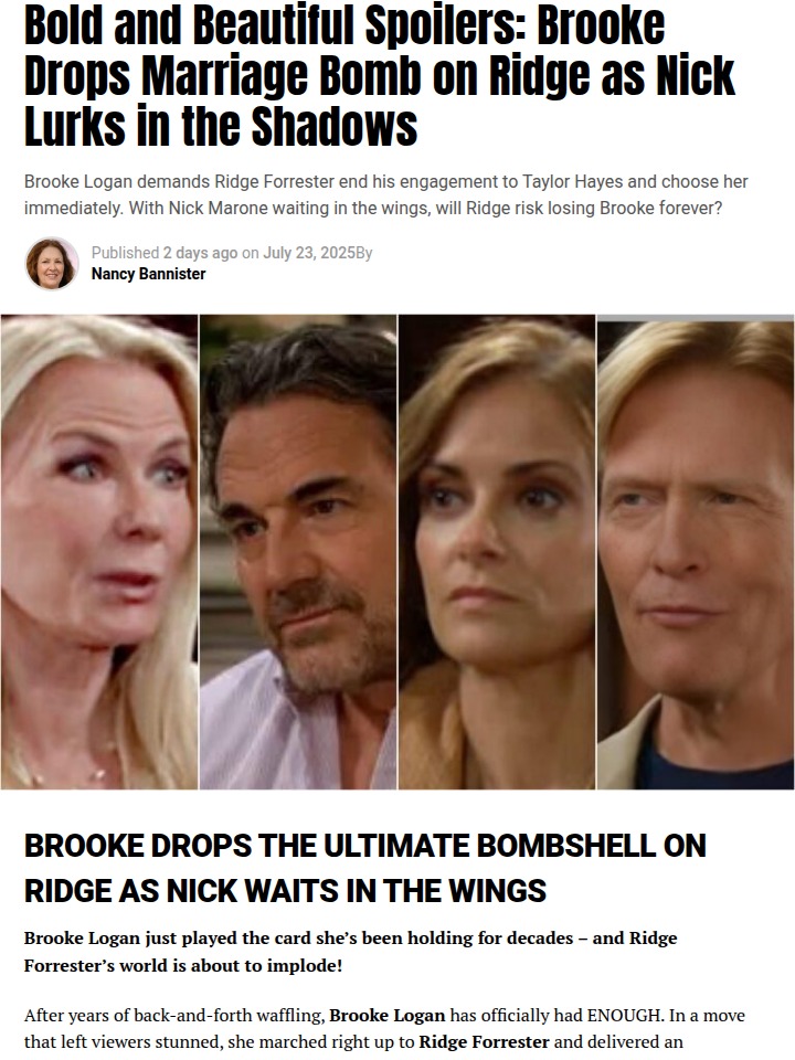 Brooke’s Ultimatum Shocks Ridge! 😱