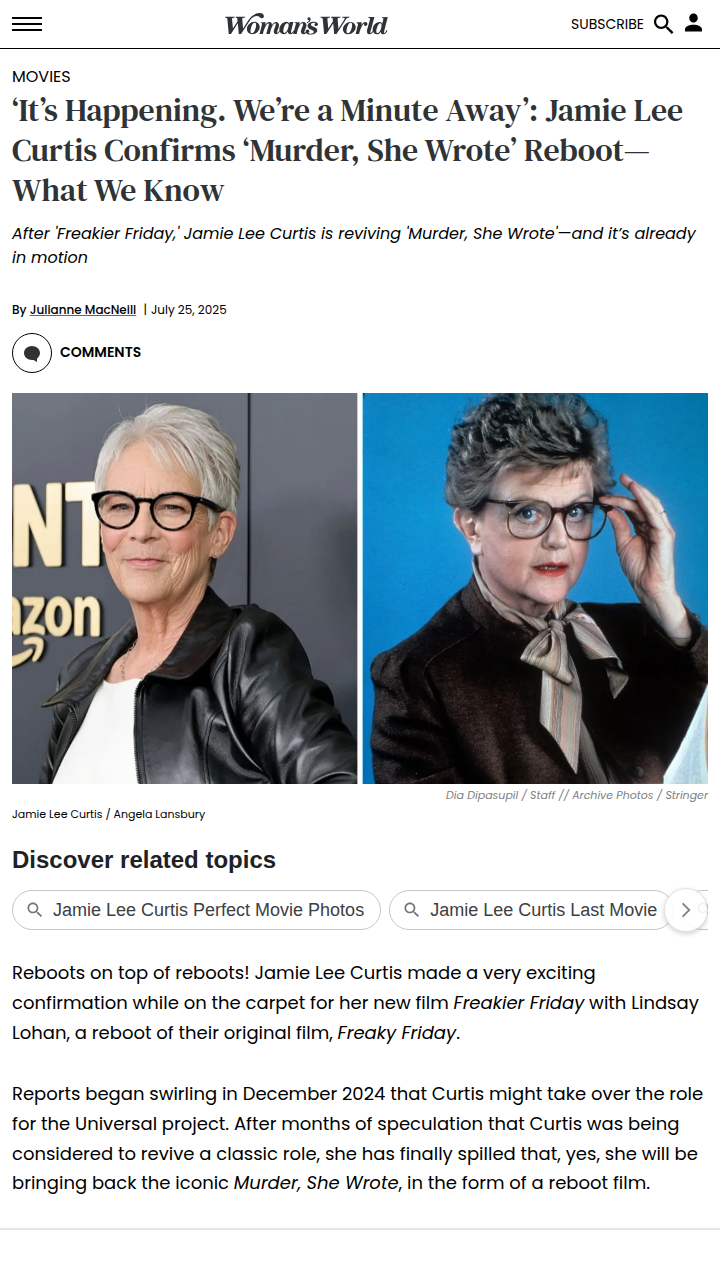Jamie Lee Curtis as Jessica Fletcher?! 🔍