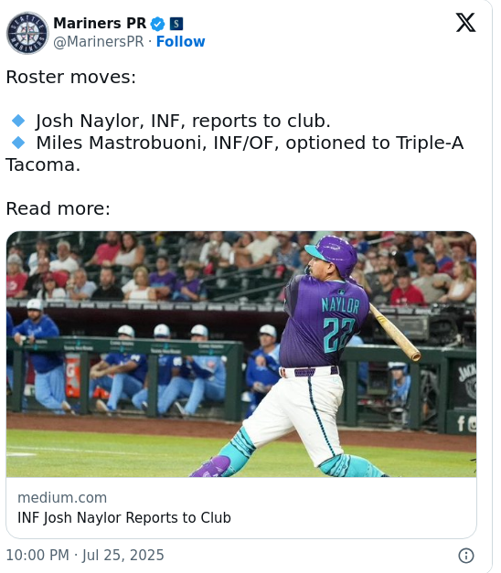 Mariners shake up roster with Naylor trade