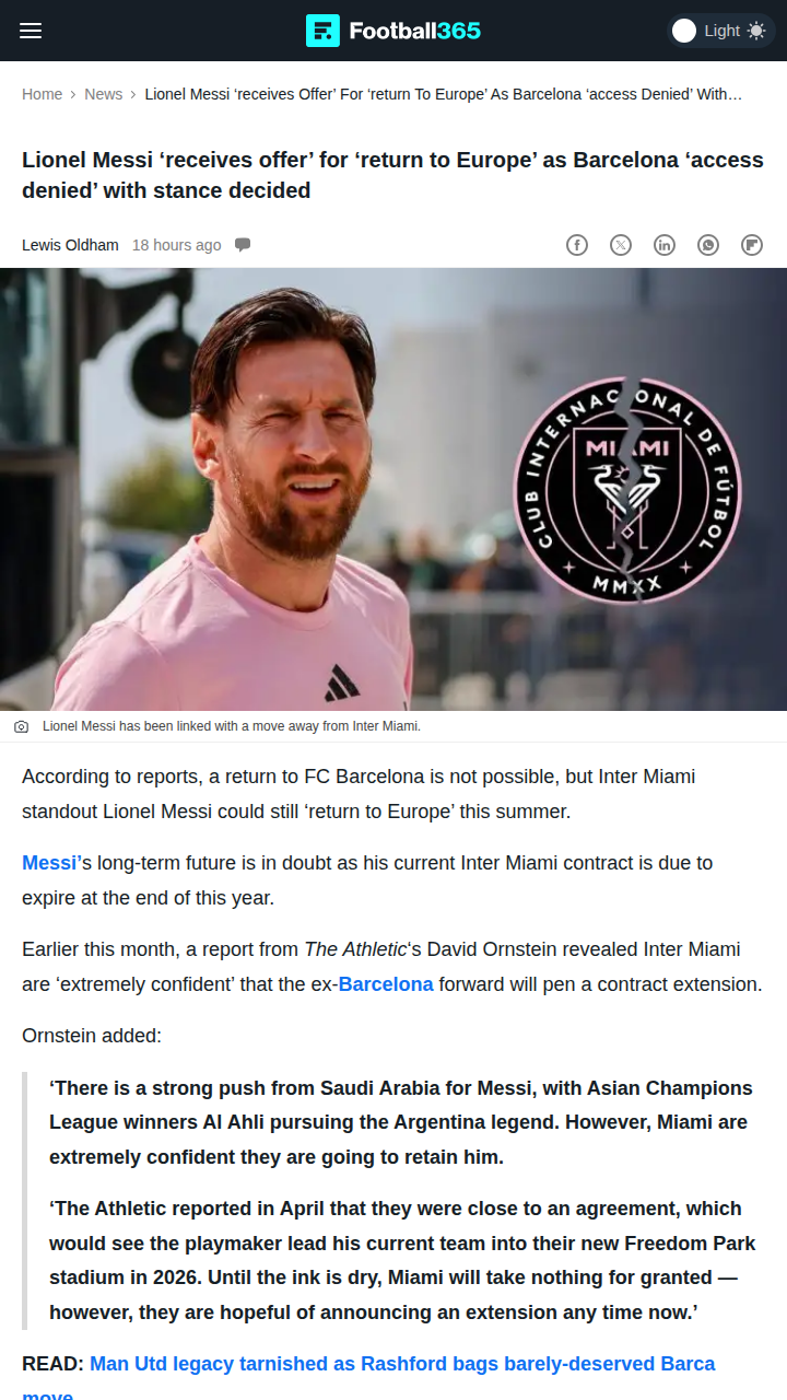 Messi’s Next Move: Como Reunion?