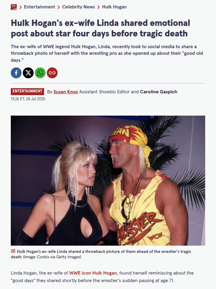 Linda’s Haunting Post Before Hulk’s Farewell