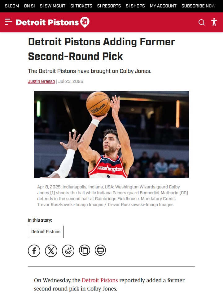 Detroit Pistons shake up roster with Colby Jones