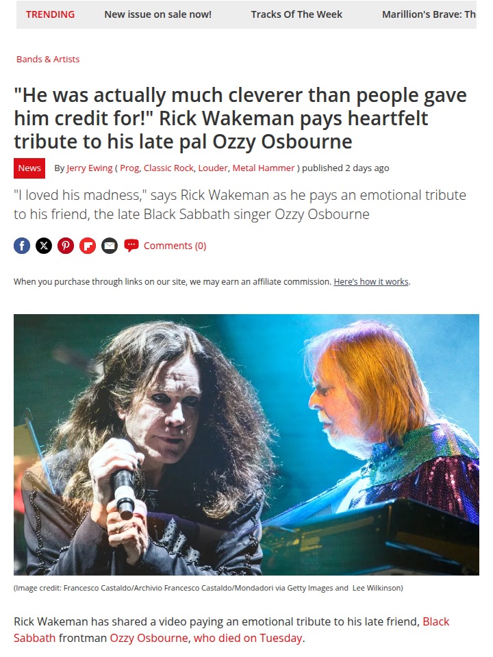 Wakeman’s Tribute Sparks Sharon vs Ozzy Debate 🕊️