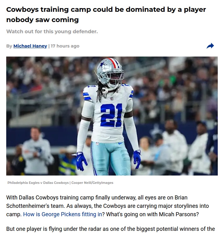 A surprise contender at Cowboys camp