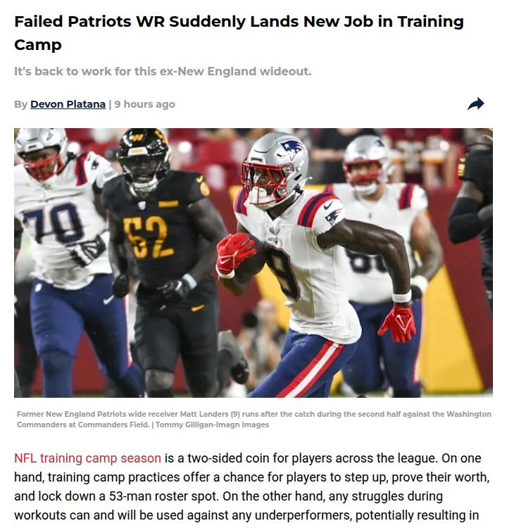 Ex-Pats WR Landers Gets Another Shot!
