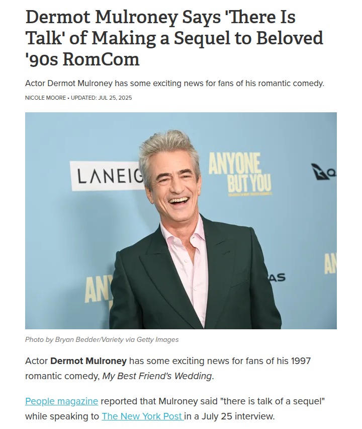 Sequel Rumors for My Best Friend’s Wedding? 👀