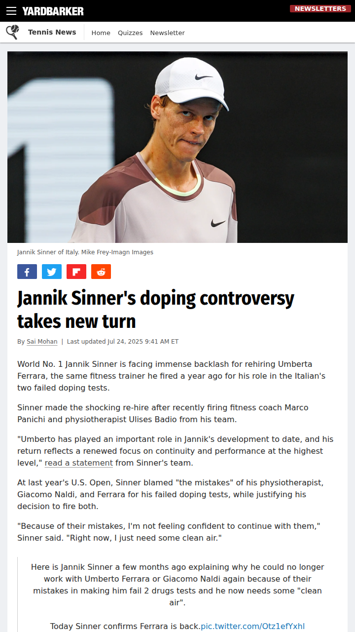 Sinner’s Shocking Trainer Reunion: Smart or Risky?