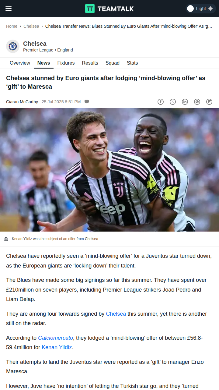 Blues’ Mega Bid for Yildiz Rejected!