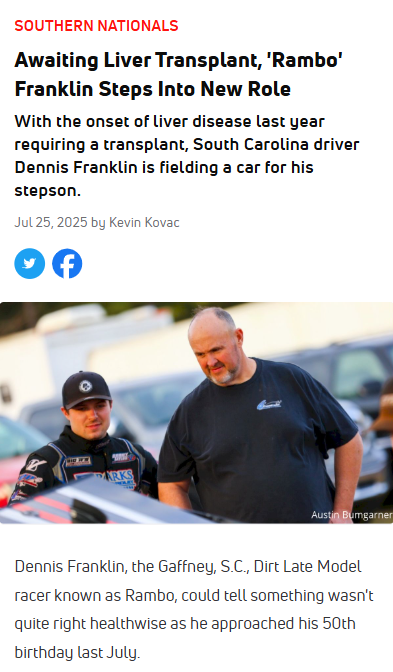 Rambo Franklin’s fight off the track