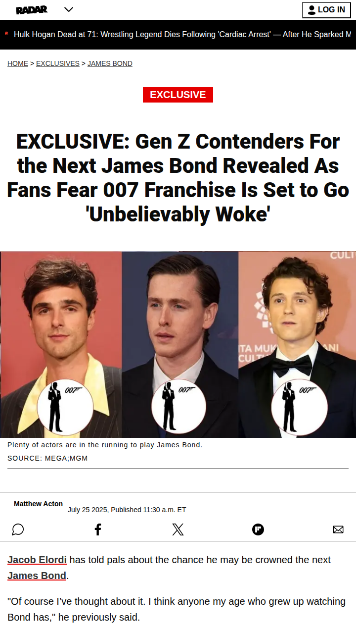 Bond Casting Twist: Gen Z Takeover? 🎬