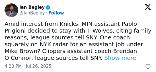 Prigioni says no to Knicks, stays with Wolves