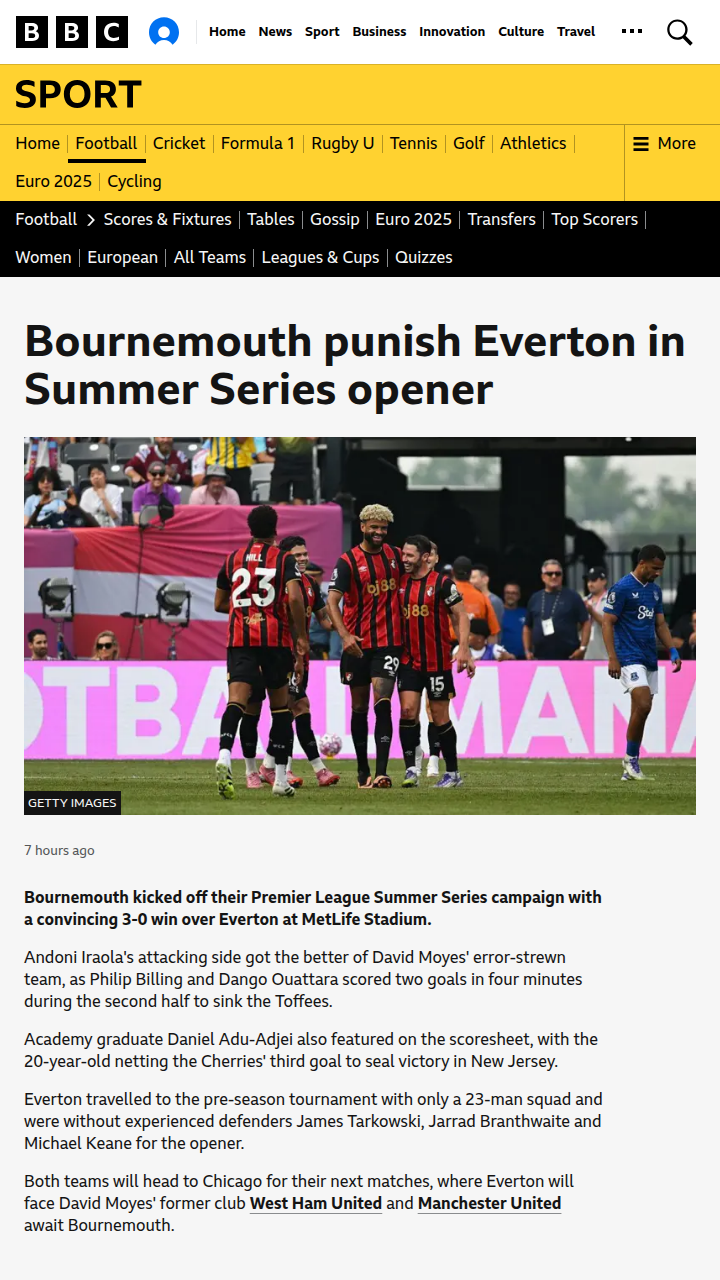 Cherries Dominate Toffees in Summer Series Opener
