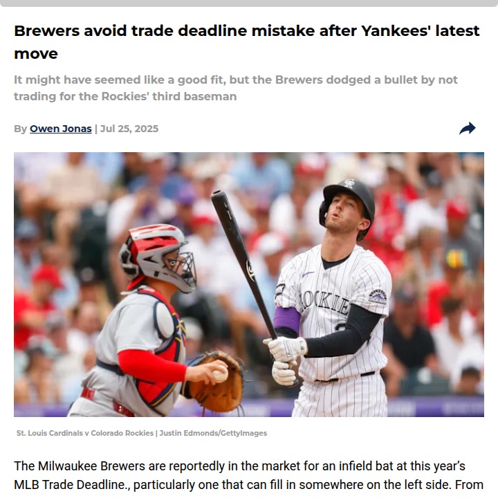 Brewers Dodge a Bullet with McMahon Trade