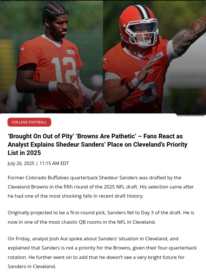Shedeur Sanders faces uphill battle in Cleveland