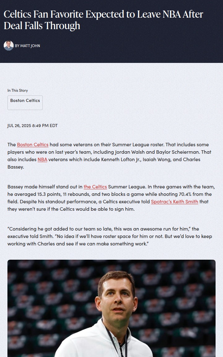 Bassey Bids Beantown Goodbye?