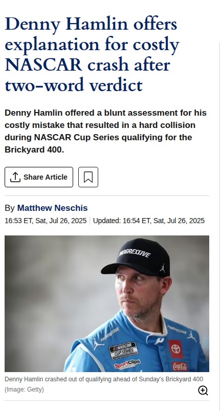 Hamlin’s Brickyard Blunder: Over Send Woes