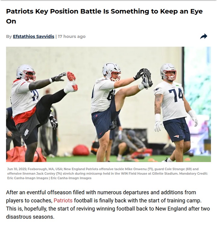 Patriots’ left guard battle heats up at camp