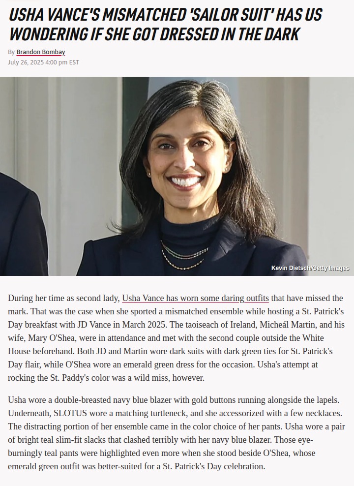 Usha Vance’s Wild St. Paddy’s Fashion Fail 😳