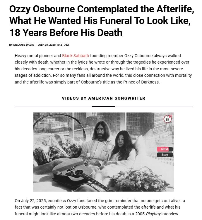 Ozzy’s Funeral Wishes Shock Fans 🕯️