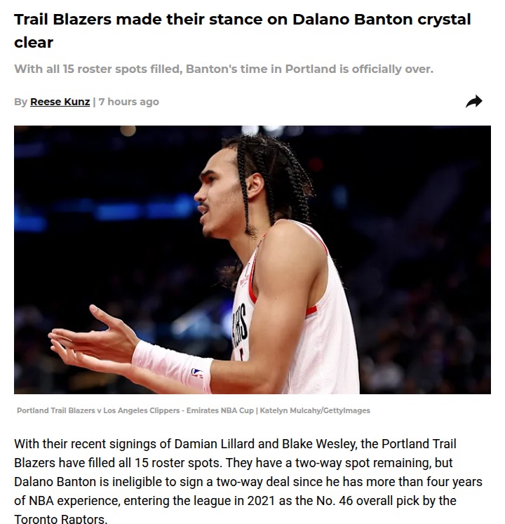 Why Portland moved on from Dalano Banton