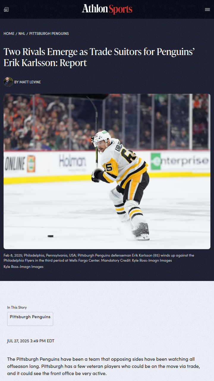 Karlsson Trade Rumors Heat Up: Canes or Sens?