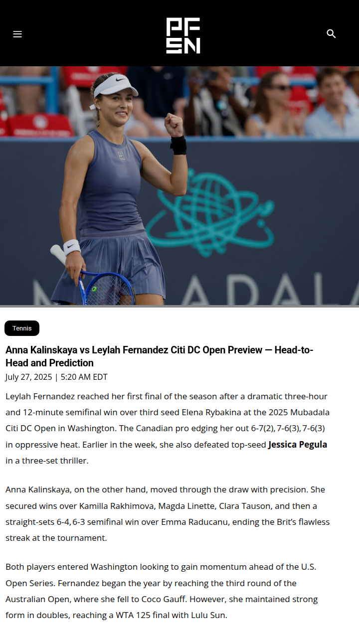 Fernandez vs Kalinskaya: DC final showdown