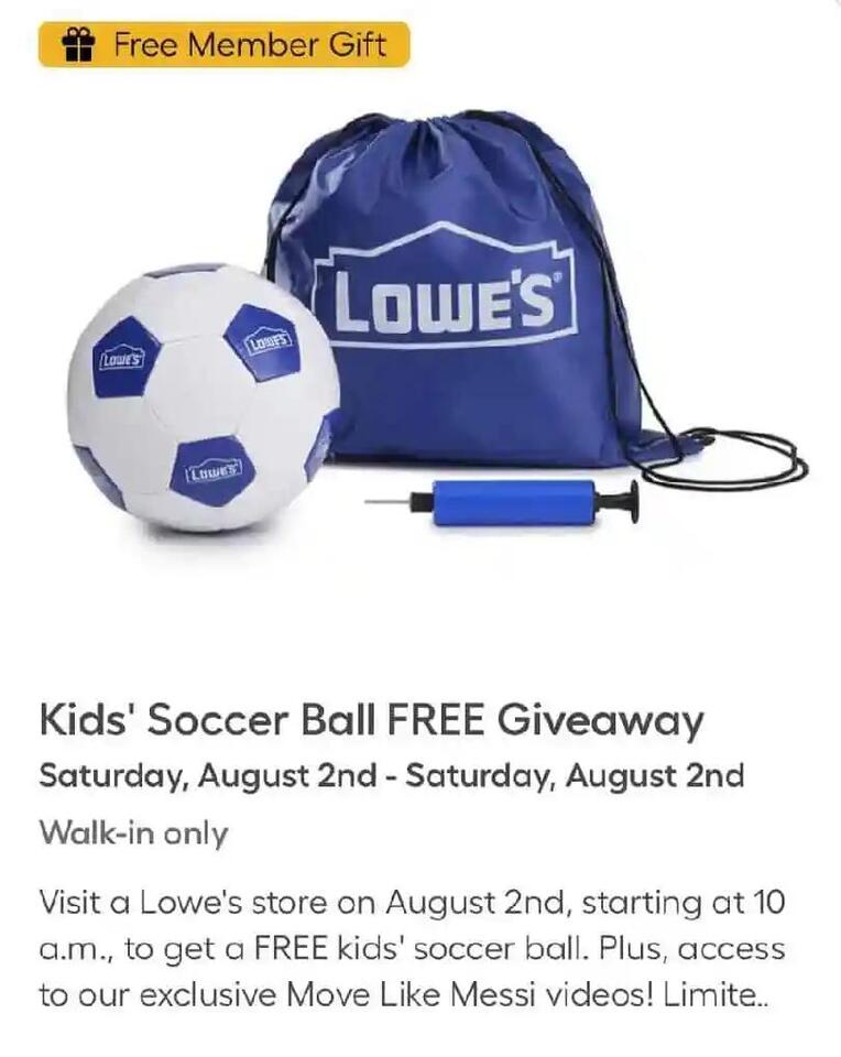 Free soccer balls for kids at Lowe’s Charlotte!
