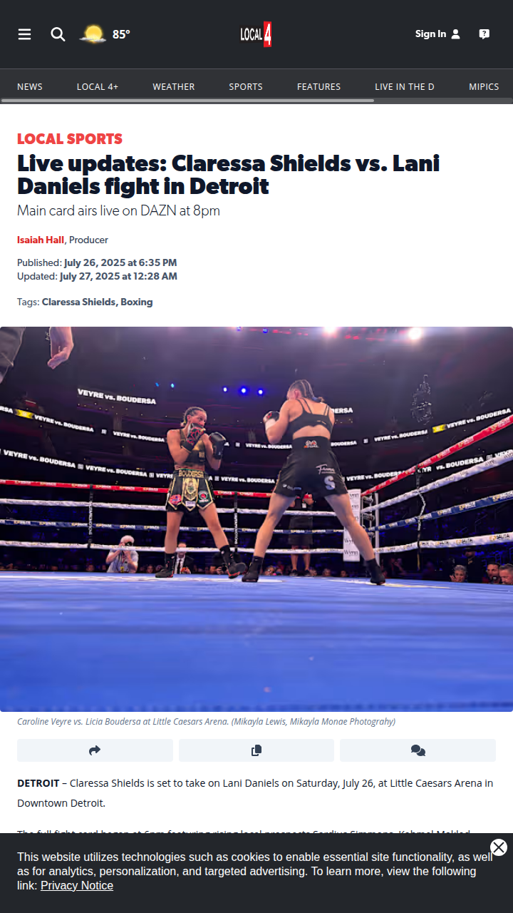 Shields dominates Detroit fight night