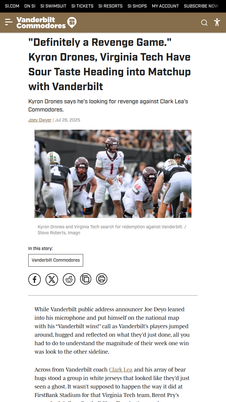 Virginia Tech’s revenge game vs. Vanderbilt
