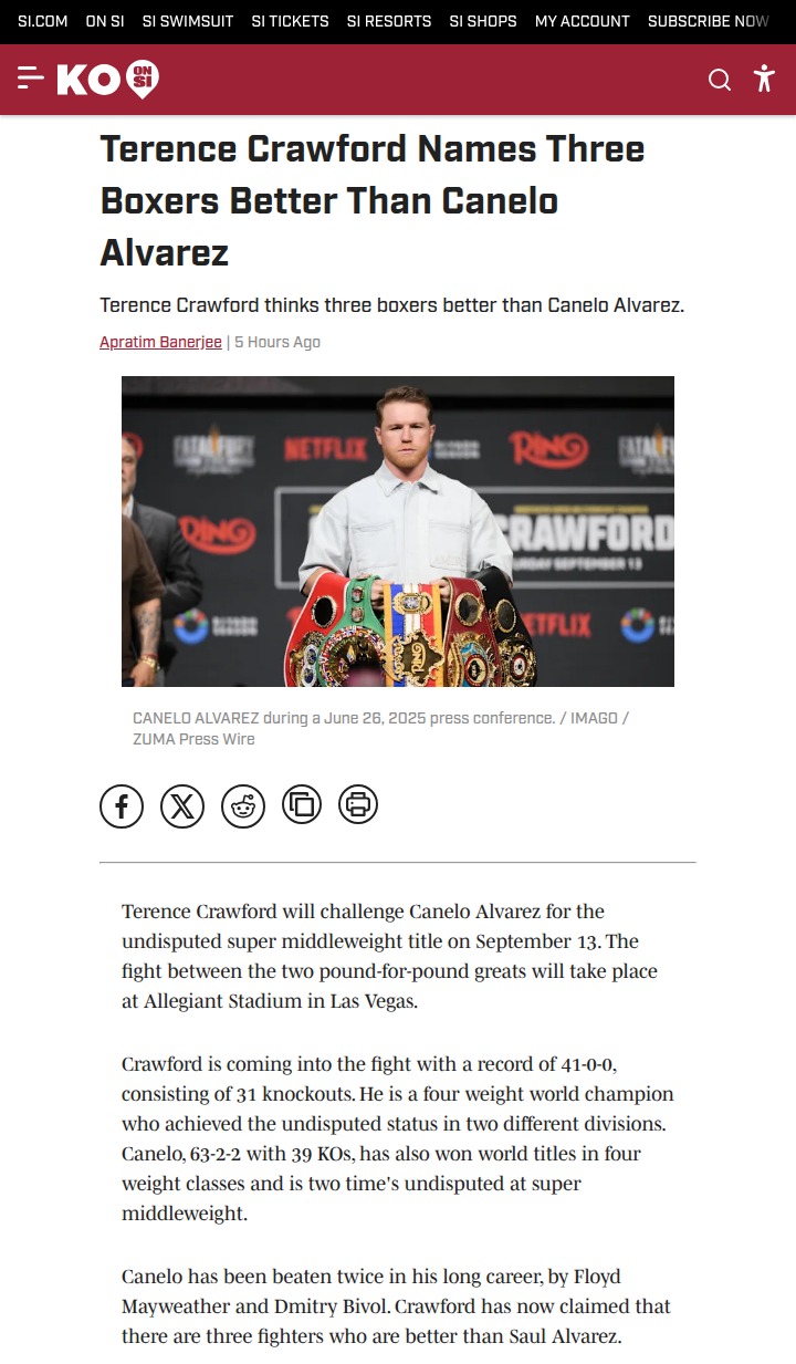 Bud Stirs the Pot: Canelo Not Top 3?