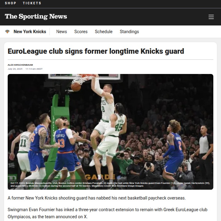 Fournier Finds New Life with Olympiacos