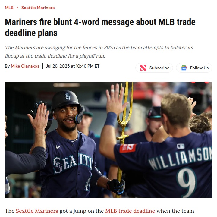 Mariners double down on bold playoff push