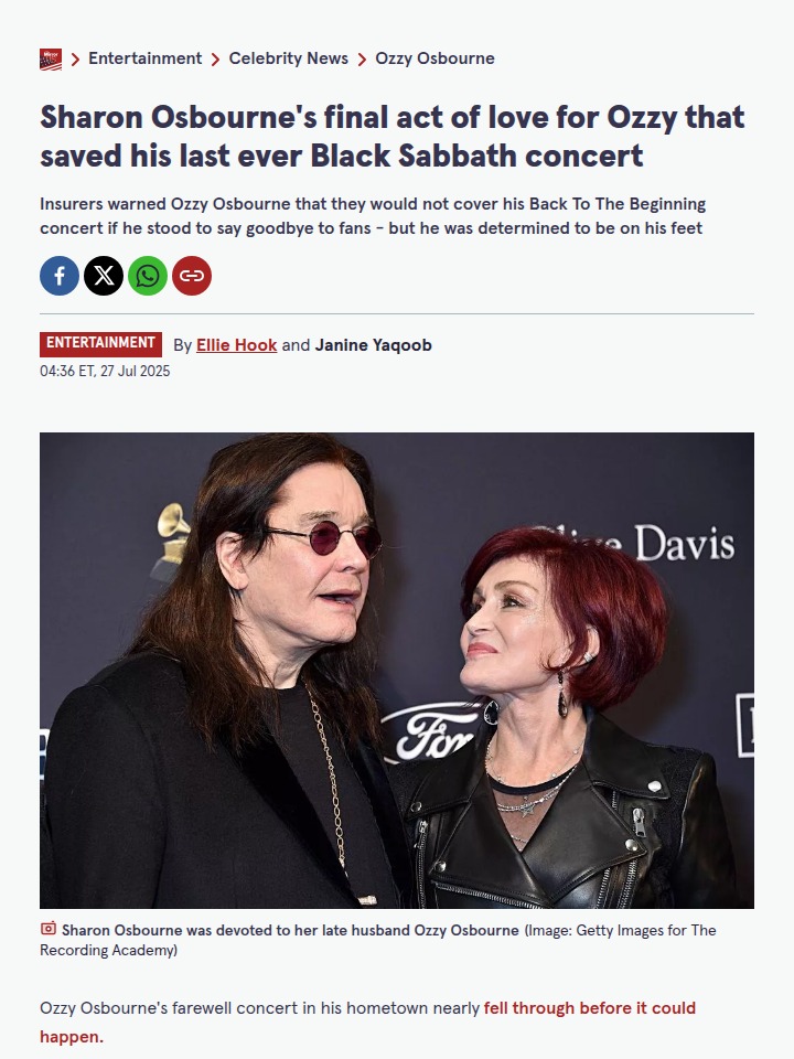Sharon’s Bold Move Saved Ozzy’s Last Show 🎤