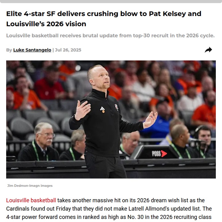 Louisville hoops faces tough recruiting setback
