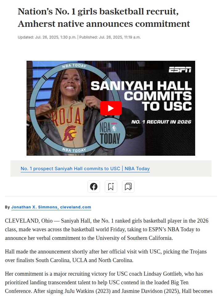 Saniyah Hall Chooses USC—Game Changer!