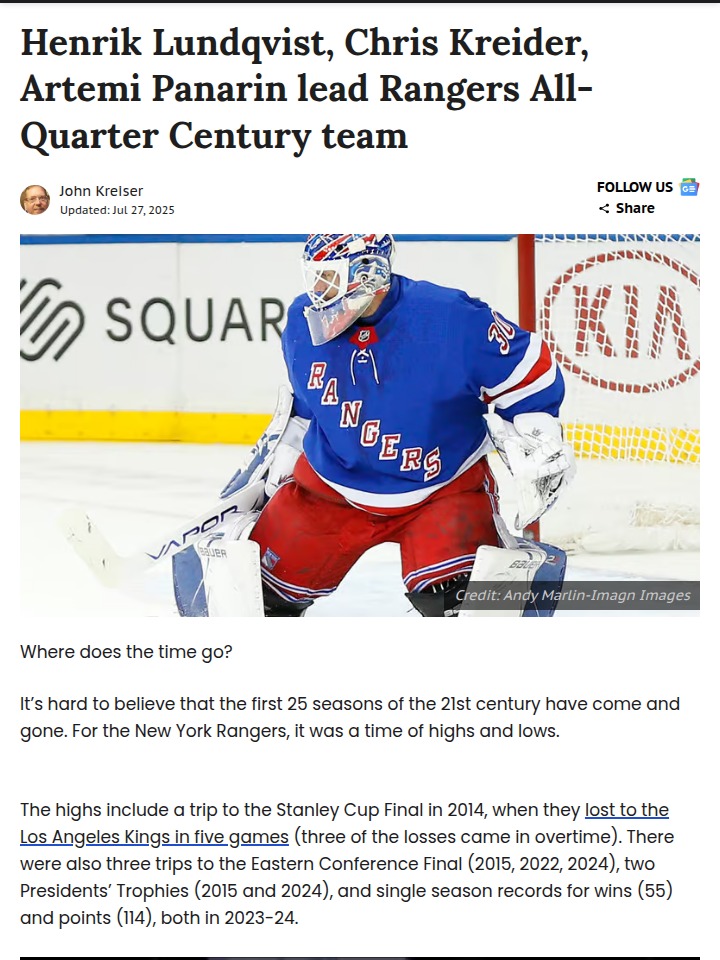 Rangers legends: 25 years of highs, heartbreaks
