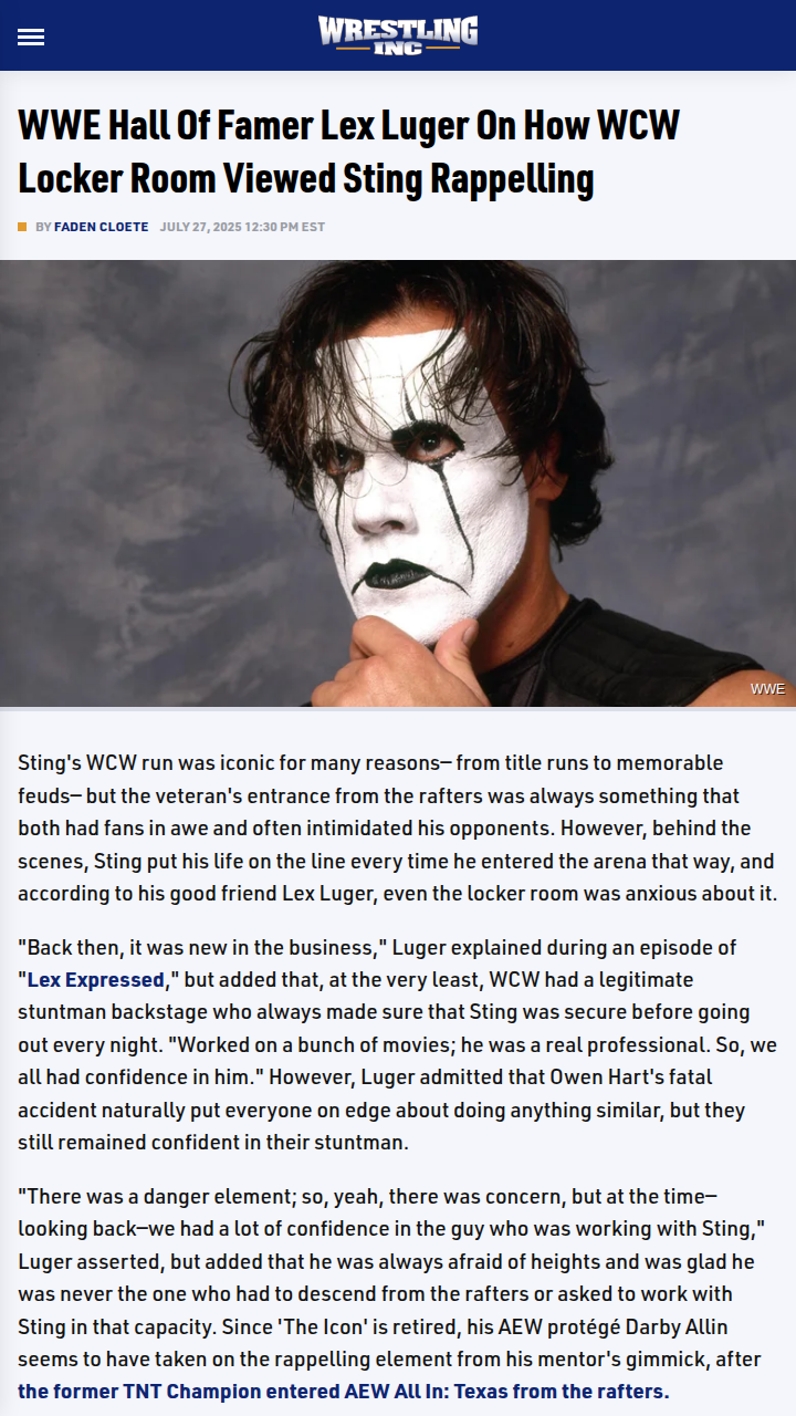 Sting’s Epic Rafters Entrance: Locker Room Reactions