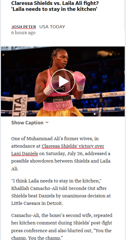 Shields vs. Laila Ali: Kitchen Talk Heats Up